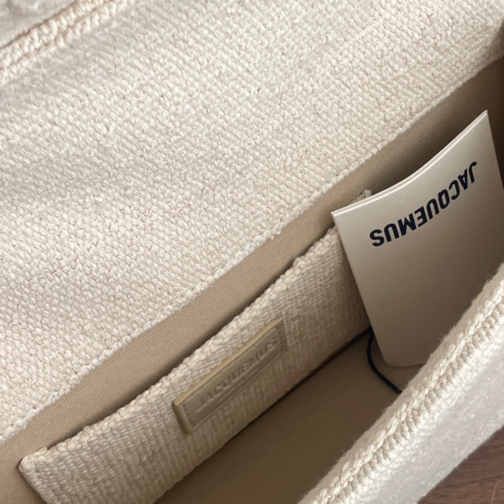 Jacquemus Woven Le Bambino Long Flap Bag- ivory - Picture 8 of 15
